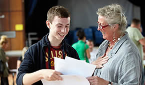 Student and parent celebrating results