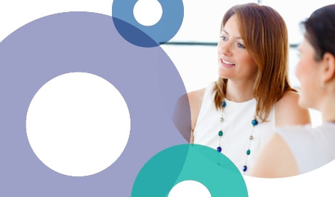 two women graphics of circles